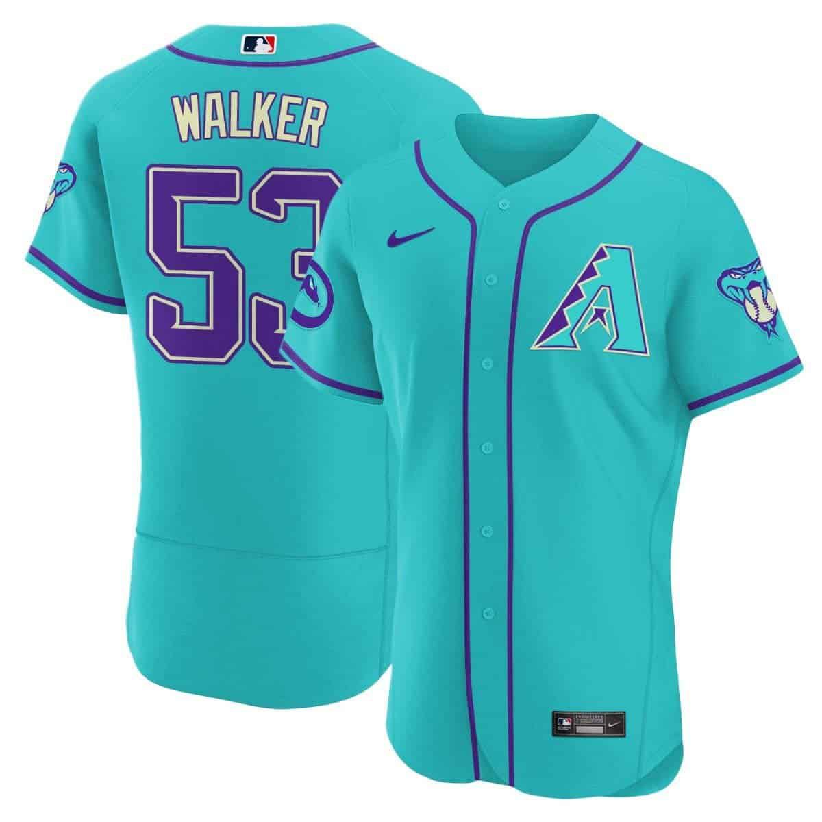 Men Arizona Diamondback #53 Walker Light Blue Nike 2024 Teal Purple MLB Jersey style 3->indianapolis colts->NFL Jersey
